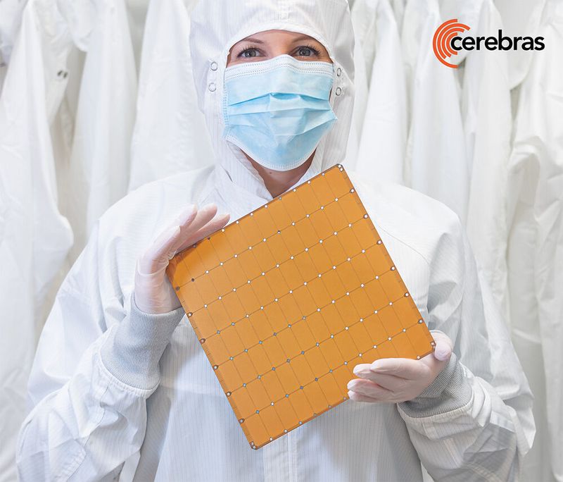 2018 ertsmals vorgestellt: Die „Wafer Scale Engine 2“ (WSE-2) von Cerebras - ein quadratischer TSMC-Chip mit Wasserkühlung und 850.000 Kernen. 