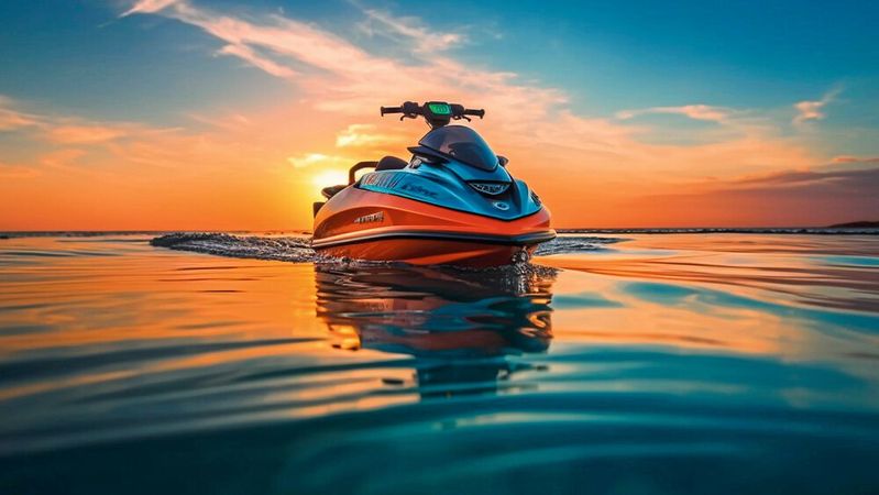 The fascination of Jet-Ski riding lies mainly in the speed at which you rush over the water: The racers can reach up to 130 kilometers per hour in a racing configuration.(Image: Aylin - stock.adobe.com)