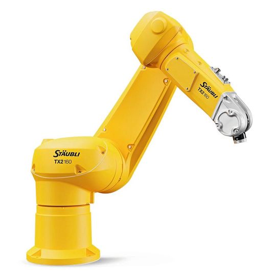 Als Werkzeugmaschine nutzbar: Roboter der Reihe «TX2» positionieren ausreichend wiederholgenau, um Werkstücke bearbeiten zu können.(Bild:  Stäubli)