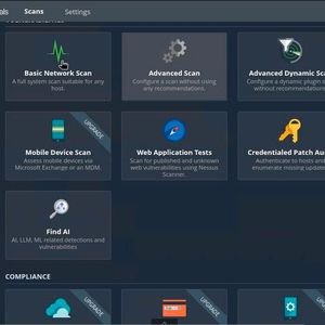 Nessus zeigt die verfügbaren Scan-Vorlagen zur Schwachstellenanalyse von Netzwerkdiensten und Domänencontrollern. (Bild: Joos)
