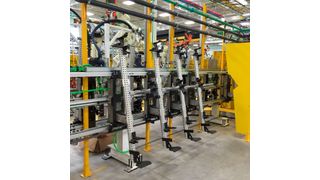 Der 90°-Stauförderer von Tünkers verspricht besseren Schutz des Werkers und mehr Leistung. (Bild: Tünkers)