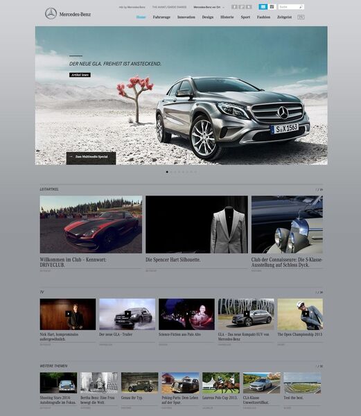 Die Webseite von Mercedes Benz wurde von einer reinen Produktseite in ein Magazin verwandelt. Auch hier führte mehr Content zu mehr Erfolg. (Bildquelle: buddybrand)