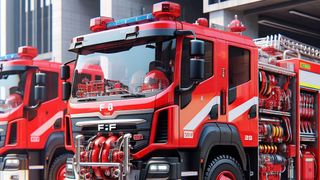 So oder so ähnlich hätten die beiden Feuerwehrfahrzeuge in Dülmen aussehen können.  (Bild: Dall-E / KI-generiert)