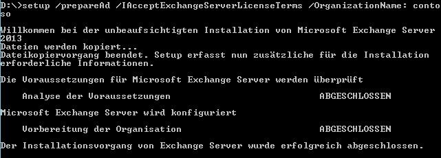 Abbildung 2: Vor der Installation von Exchange Server 2013 sind noch Schema-, Active Directory-, und Änderungen an Domänen notwendig. (Bild: Joos)