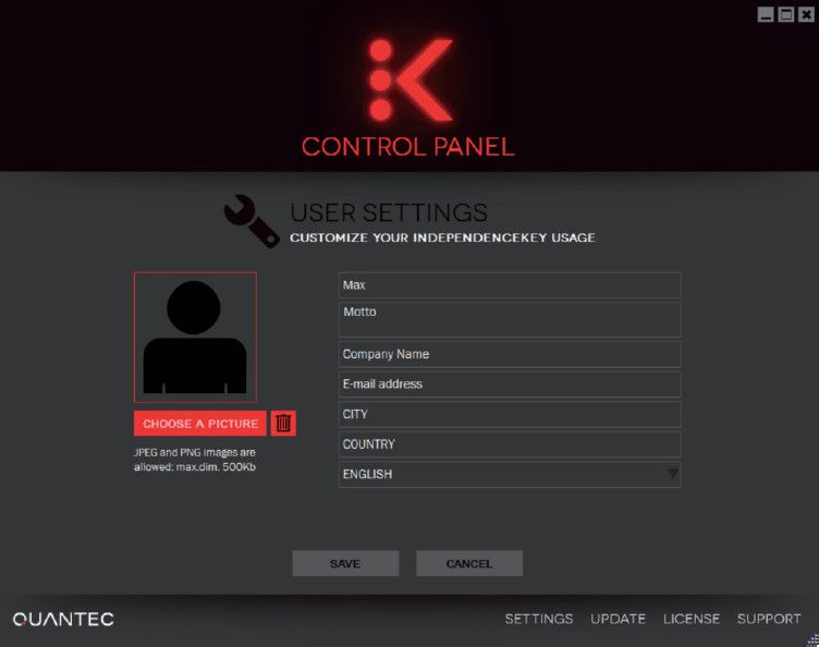 Der Bildschirm für die Benutzereinstellungen. (Bild: Intellicomp)