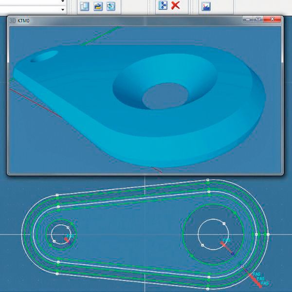 Programmierung eines Fasenteils mit 3D-Darstellung zur besseren Visualisierung. (Bild: CAM Concept)