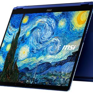 Bei beiden van-Gogh-Edition-Geräte sind 1,37 kg schwere Convertible-Notebooks mit Touch- und Stifterkennung. Der MSI Nano Pen wird in einer Aussparung im Boden der Notebooks geparkt und geladen.(Bild:  MSI)