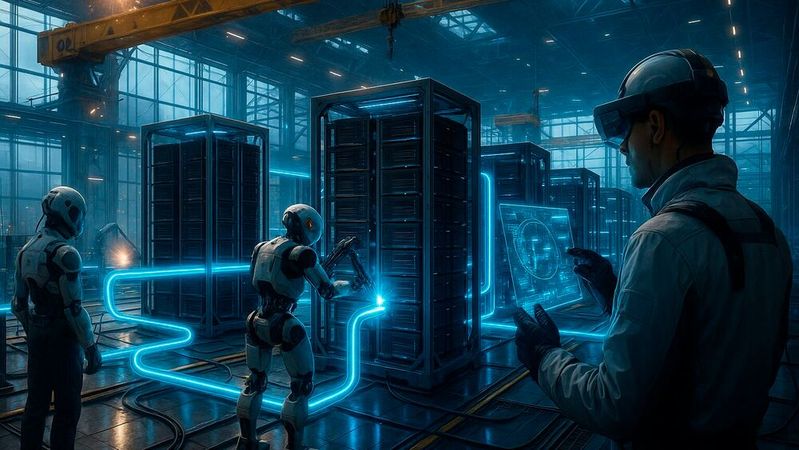 Die Deutsche Telekom und die Schwarz-Gruppe stehen in Verhandlungen bezüglich des gemeinsamen Baus eine KI-Gigafactory.(Bild:  Dall-E / KI-generiert)