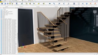 Treppenkonstruktion mit Holzstufen im 3D-Modell. (Bild: © 2026 Tenado / Revalize)