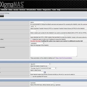 Die WebGUI von XigmaNAS verwaltet Protokoll, Port, Zeitzone und Hostname des NAS und führt die FreeNAS-Codebasis aus dem Jahr 2005 auf FreeBSD-Basis fort.(Bild:  Joos)