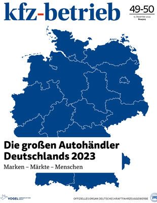 Sie sind noch kein Abonennt und möchten die »kfz-betrieb«-Schwerpunktausgabe 49/2023 „Die großen Autohändler Deutschlands“ trotzdem lesen? Kein Problem, ein Online-Abo machts möglich. Hier einfach abschließen. (Bild: Vogel Communications Group)