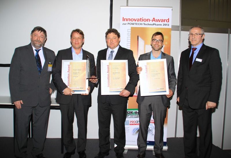Hier die Shortlistkandidaten im Überblick: Wolfgang Geissler (v.l.n.r.), Lars Valentin Peters (Scan Vibro), Wolfgang Kircher (BBA Innova), Stefan Schowalter (DEC Deutschland) und Gerd Kielburger. (Bild: Ernhofer/PROCESS)