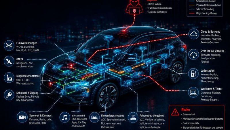Mit jeder neuen Schnittstelle wächst die Angriffsfläche, und mit ihr das Risiko, dass eine unsichere Kommunikation zum Einfallstor wird.(Bild:  Erstellt mit KI)