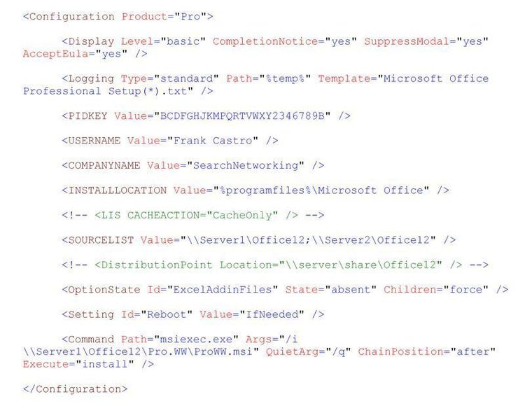 Beispiel für eine angepasste config.xml von Office 2007 Professional (Archiv: Vogel Business Media)