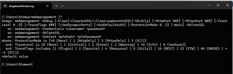 Das Geräteportal lässt sich mit webmanagement.exe auch skripten. (Bild: Joos - Microsoft)