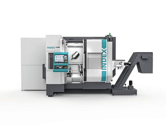 Mit dem zum Open House erstmals vorgestellten Dreh-Fräszentrum «G160» rundet Index seine aktuelle G-Baureihe nach unten ab. Die Maschine baut konzeptionell auf der bisherigen «G200.2» auf und deckt auch deren Teilespektrum ab.(Bild:  Index-Werke GmbH & Co. KG Hahn & Tessky)