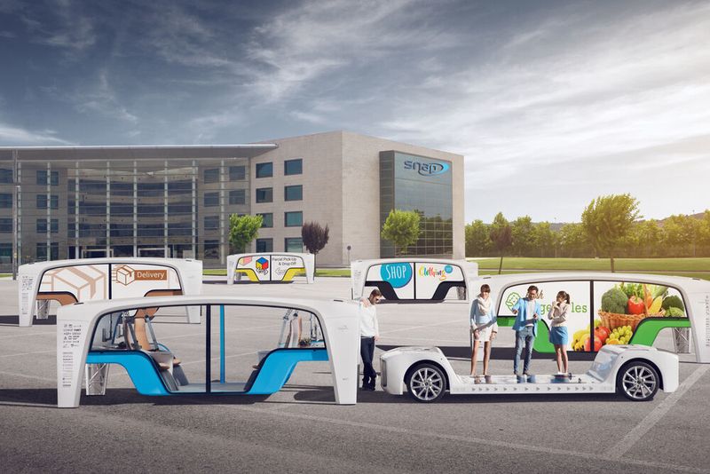 Autonome Elektrofahrzeugplattform für den urbanen Einsatz: Das Intelligent Dynamic Driving Chassis (IDDC) von ZF ist ideal für wegweisende Fahrzeugkonzepte wie den Rinspeed „Snap“. (Rinspeed)