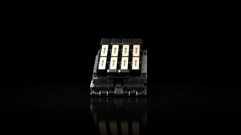 Nvidia's HGX-H200 system board as a server component in the form of an integrated mainboard. The H200 products were considered the company's most powerful AI solution by the end of 2023.(Image: Nvidia)