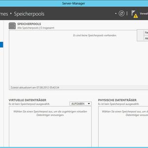 Um Speicherpools zu erstellen, installieren Administratoren im Server-Manager einfach die Serverrolle Datei- und Speicherdienste als Serverrolle auf einem Dateiserver. Über den Menüpunkt Datei- und Speicherdienste stehen anschließend die Verwaltungswerkzeuge für Speicherpools zur Verfügung.