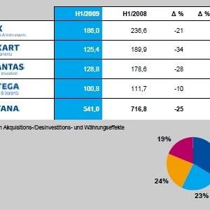 Umsatz nach Geschäftsbereichen 1. Halbjahr 2009 (Bild/Quelle: Altana AG)