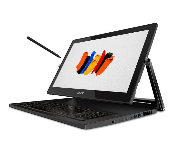 Das ConceptD 9 ist ein Hochleistungsconvertible mit 17,3-Zoll-4K-Display, Nvidia-RTX-GPU und Intel-Core-i9-CPU. Er ist im Prinzip eine „zivile” Variante des auf der CES vorgestellten Gaming-Notebooks Triton 900. (Acer)