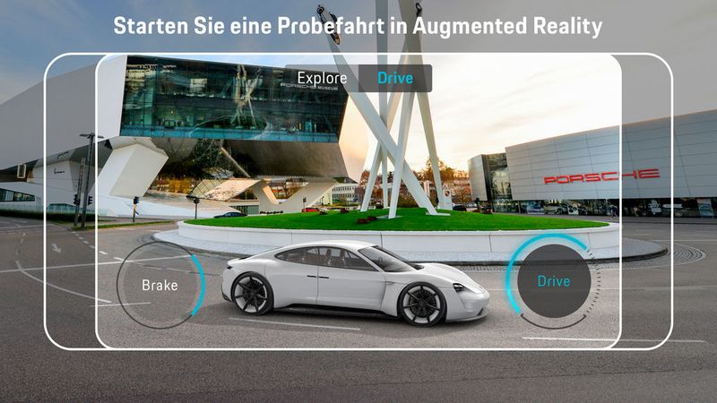 Mit der Augmented-Reality-Funktion ist sogar eine erste Probefahrt möglich. (Porsche)