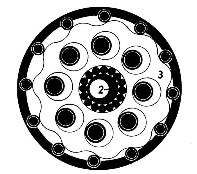 Radialschnitt eines Exzentergetriebes mit Cycloidenverzahnung.  (Bild: Maul Konstruktionen)