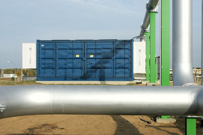 Die neue Sauerstoff-Station in einem Spezialcontainer in unmittelbarer Nähe zum Belüftungsbecken 3 (Bild: Aerzener Maschinenfabrik)