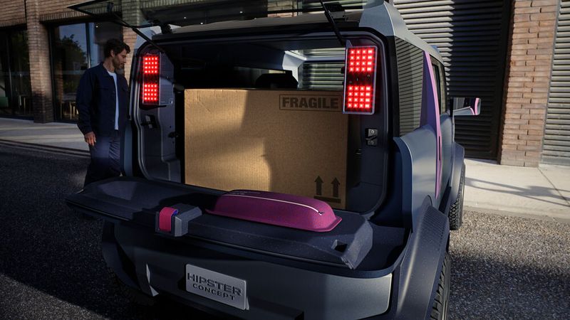 Wenn die Lehnen vorgeklappt werden, wird der Hipster zum Mini-Laster.  (Bild: Dacia)