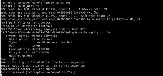 Image 5: The automatic boot process is interrupted, and the bootloader password is requested.(Image: Keysight Technologies)