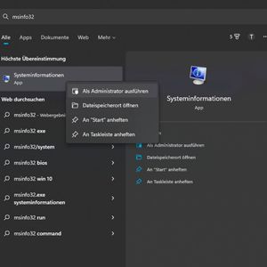 Für die Überprüfung der Geräteverschlüsselung sind die Systeminformationen notwendig. Das Tool msinfo32.exe muss dazu mit Adminrechten gestartet werden.(Bild:  Joos)