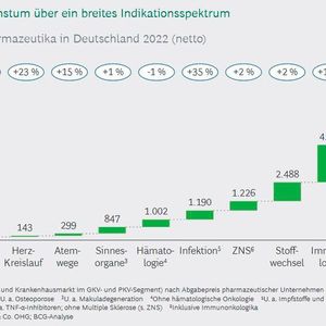 Umsatzveränderungen im Jahr 2022(Bild:  BCG Studie: Medizinische Biotechnologie in Deutschland 2023)