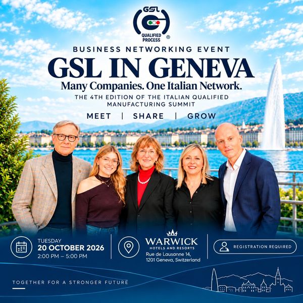 Mardi 20 octobre 2026, de 14 h à 17 h, GSL Export organise à Genève la 4e édition de l’Italian Qualified Manufacturing Summit. (Source : GSL Export)
