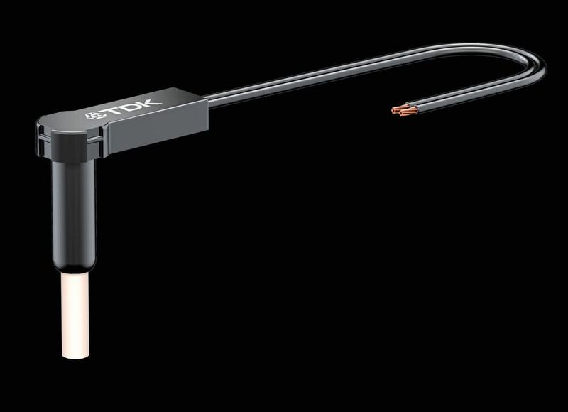 Bild 2: Das Design des neuen Temperatursensors für die Integration in Steckverbinder. Durch die Verwendung einer Keramikhülse, in die das NTC-Element integriert ist, konnte die geforderte Hochspannungsfestigkeit und kurze Ansprechzeit realisiert werden.  (Bild: TDK Corporation)