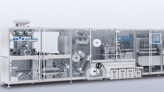 Das Blistermodul verarbeitet bis zu 500 Blister pro Minute in Platten- oder Walzensiegelung, das Kartoniermodul bestückt in derselben Zeit bis zu 250 oder wahlweise bis zu 500 Faltschachteln. (Bild: Uhlmann)