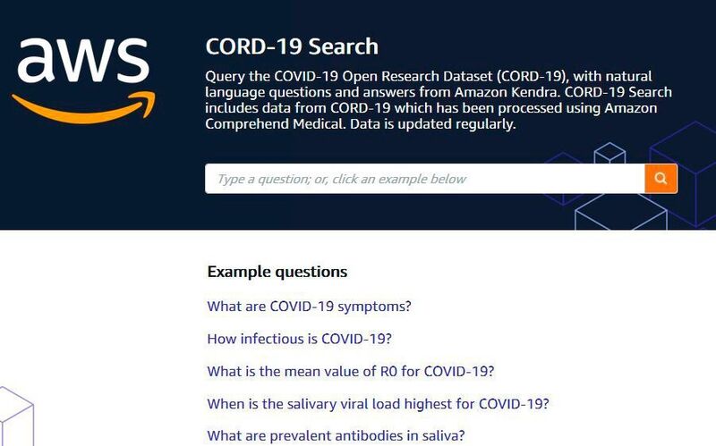 AWS stellt Forschern mit „CORD-19 Search“ eine neue, auf maschinellem Lernen basierende Such-Website zur Verfügung. Damit können diese schnell und einfach auf zehntausende medizinische Forschungsarbeiten und Dokumenten zugreifen und effizient nach relevanten und aktuellen Informationen suchen: https://cord19.aws/.
 (AWS)