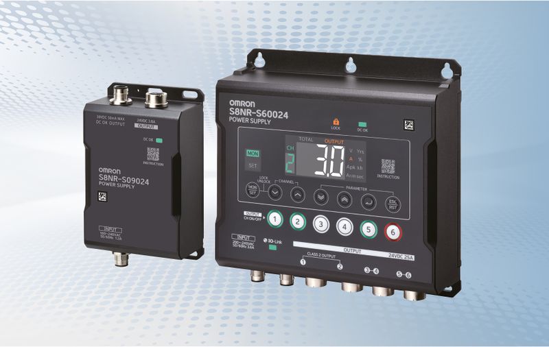 The new S8NR power supply series from Omron covers a power range of 90 to 600 W at 24 V DC.(Source:  Omron)