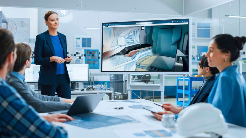 Nachhaltige Designs für das Kabinen-Interieur: Laut Dassault Systèmes ist das durch die  Verzahnung abteilungsübergreifenden Wissens auf einer gemeinsamen Datenbasis möglich, die von der ersten Idee über die Entwicklung bis zum fertigen Produkt alle Projektbeteiligten einbezieht. (Bild: Dassault Systèmes/Gorodenkoff Productions OU)