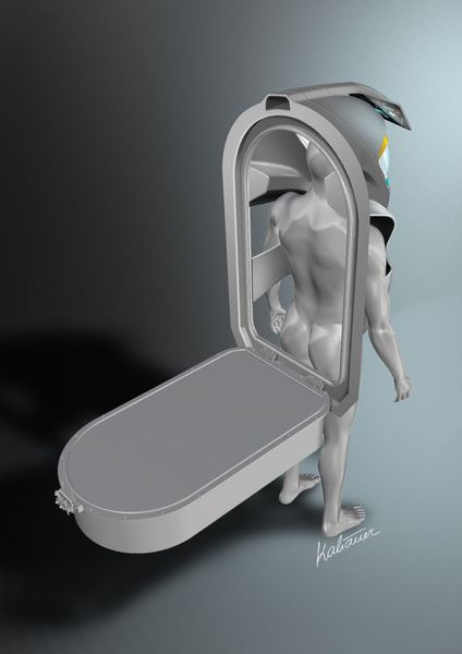 Der Raumanzug hat im rückwärtigen Teil einen Einstieg. Dadurch soll die sich Zeit  für das An- und Ausziehen halbieren – auf ein bis eineinhalb Stunden. (ÖWF/ Bernhard Kaliauer)