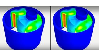 Highly precise simulation of the load on rubber bushings in Ansys Mechanical (left) replicated in just five minutes by Ansys SimAI (right). (Image:Ansys, part of Synopsys)