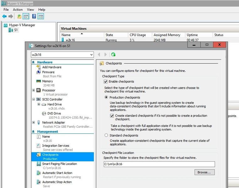 Mit den neuen Production Snapshots lassen sich VM-Abbilder auch mit dem Volumenschattendienst innerhalb der VM verknüpfen. Das ermöglicht das Erstellen von Snapshots für Datenbanken, Domänen-Controllern oder virtuellen Exchange-Servern. (Bild: Thomas Joos)