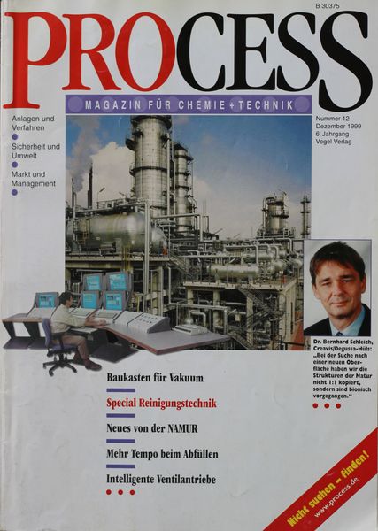 Dezember 1999   Top Themen:  - Baukasten für Vakuum - Special Reinigungstechnik - Neues von der NAMUR - Mehr Tempo beim Abfüllen - Intelligente Ventilantriebe (Bild: PROCESS)