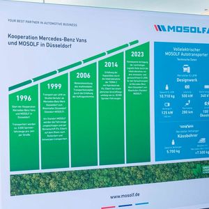 Ein bisschen was zur Historie der vollelektrischen Autotransporter bei der Mosolf Group in Düsseldorf.(Bild:  Mosolf)