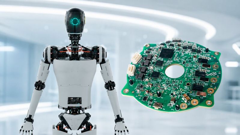 Humanoide Robotik stellt hohe Anforderungen an kompakte Aktordesigns: Motorregelung, Leistungselektronik, Sensorik und Edge-KI müssen auf engem Raum effizient zusammenspielen.(Bild:  Texas Instruments (bearbeitet))