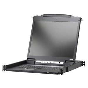 Die DVI-fähige Arbeitskonsole Aten CL6700 bietet einen 19-Zoll-LCD-Monitor und eine Tastatur mit Touchpad.