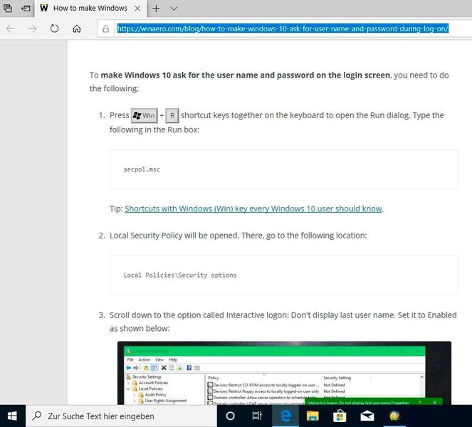 Für fast jeden Tweak gibt es eine Hilfe. Diese ist aber nicht in Winaero Tweaker integriert, sondern wird im Webbrowser geöffnet. (Th. Joos)