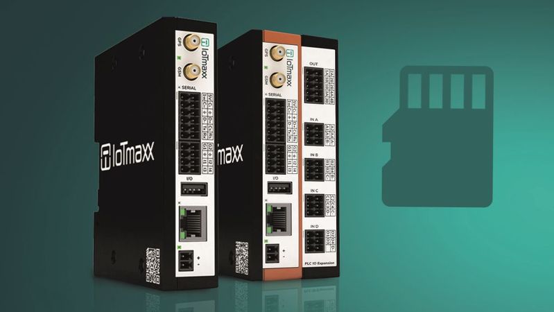 IoTmaxx bietet das robuste Basis-Gateway maxx GW4100 optional mit einer industriellen microSD-Karte an.(Bild:  IOTmaxx)