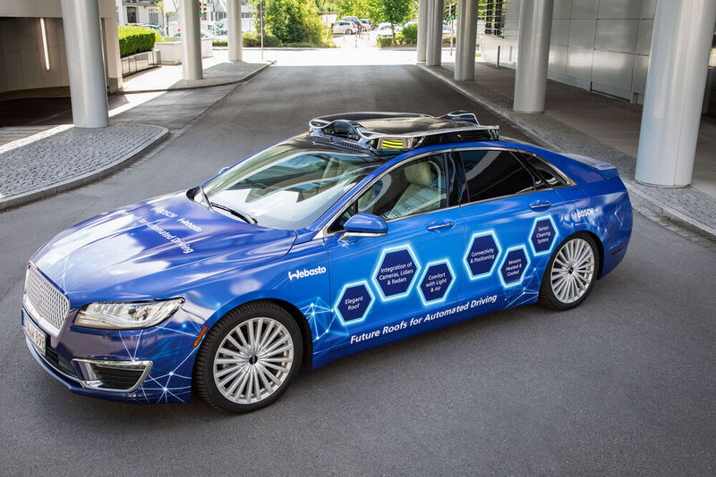 Webasto und Bosch haben ein Dachmodul entwickelt, das Sensoren für das autonome Fahren integriert.