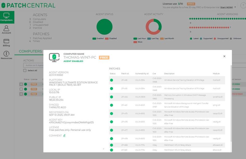 Im zentralen Dashboard lassen sich alle PCs überwachen, auch Windows 7 (Bild: Microsoft | Joos)
