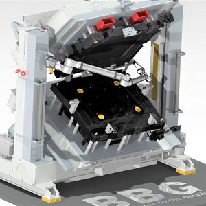 Zur Forschungsanlage (Bild) im Rahmen des Projekts EKI , die bei BBG in Mindelheim aufgebaut wird, gehört ein BBG-Formenträger mit Roboter, der den Trennmittelauftrag uns Schäumwerkzeug automatisch übernimmt.(Bild:  BBG)